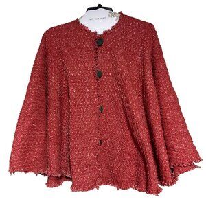 Shabby Chic Red 50" Tree Skirt With Button Closure Textured Fabric Christmas